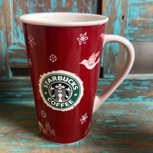 Starbucks Red Tall Holiday Christmas 16 Oz. Mug Deer Tree 2008 New in Box Gift